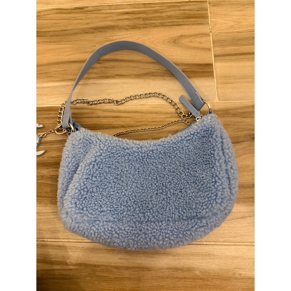 Disney Stitch Primark Blue Sherpa Fleece Chain Shoulder Bag Baguette Purse - Picture 4 of 8